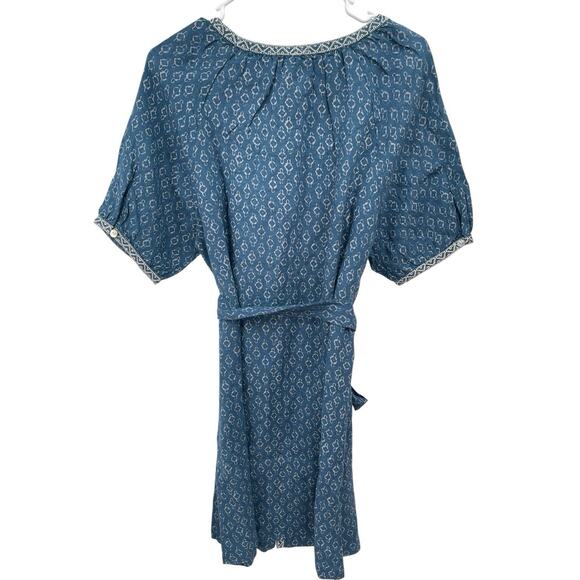 NWT Faherty Carmel Dress Key Largo Blue Linen Size Medium - Picture 6 of 13